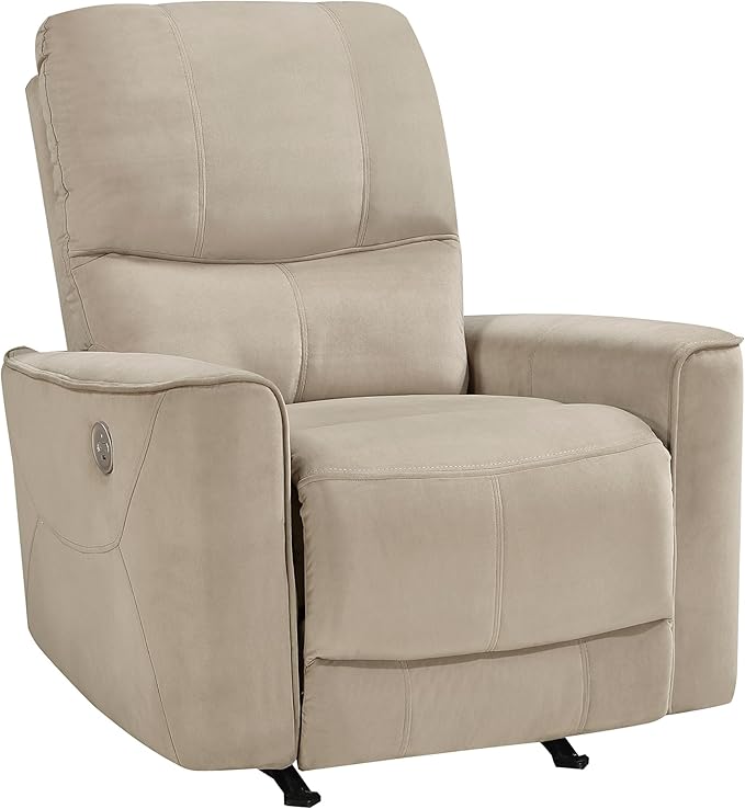 Lexicon Power Recliner Chair Living Room Velvet Reclining Sofa Chair Home Theater Seating Power Rocker Recliner Sofa Chair for Living Room/Office/Apartment Light Brown