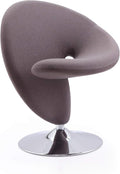 Manhattan Comfort Curl Swivel Accent Chair Set of 2 with 360° Turn Fully Assembled Upholstered in Wool Blend Modern Ergonomic Design with Polished Chrome Base Living Room &amp Office Set of 1 G