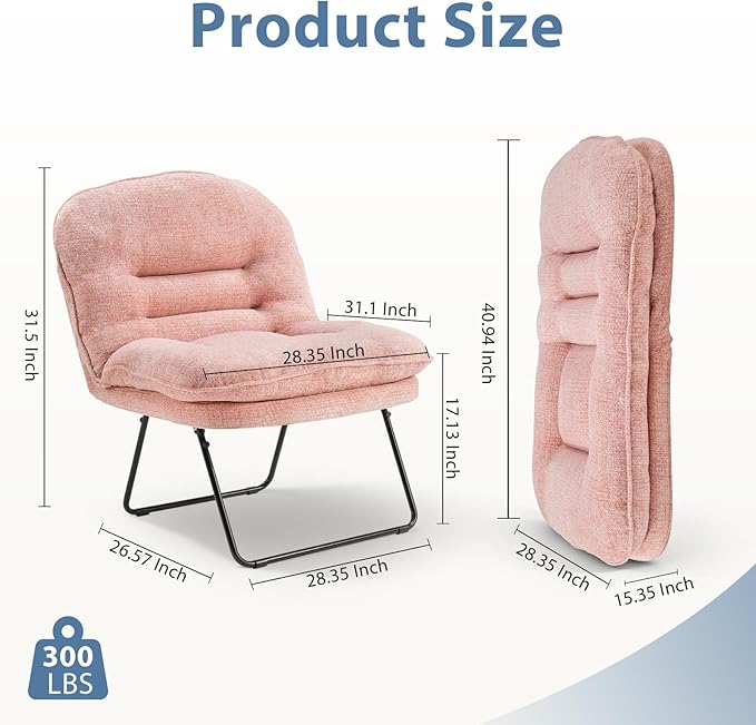 DUMOS Comfy Saucer ChairFoldable Padded Chairs for Bedroom Dorm &amp Gaming Foldable Fashion Floor Chair with Back Support for Small SpacesHot New Pink