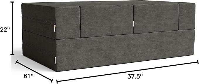 Jaxx Zipline Convertible Sleeper Loveseat &amp Ottomans Textured Microvelvet - Charcoal