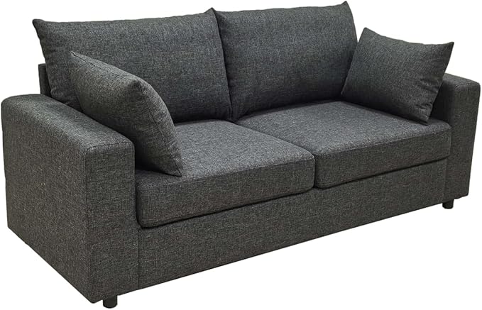 71 Modern Loveseat Sofa with Deep Seat Comfortable Couch with 2 Removable Pillows Minimalist Upholstered Sofa with Sturdy Frame for Living Room Office Studio Dark Gray