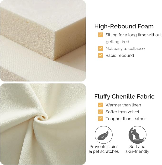 139 Oversized Modular Sectional Sofa Set Chenille Cloud Boneless Couch with Removable Backrests &amp Soft Pillows No Assembly Required DIY Upholstered Sofa Bed for Living Room (Beige)
