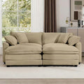 80 Sectional Loveseat Couch with Ottoman Corduroy Cloud 2 Seater Couches Modern Comfy Deep Seat Sofa for Liiving Room Small Spaces &amp Apartment (Tan A + Ottoman 2-Seats)