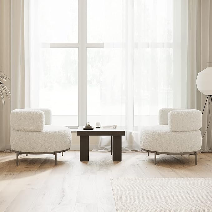 Acanva Modern Accent Chair with Wool-Like Fabric Metal Legs Reading Leisure Single Sofa for Living Room Bedroom Waiting Room Armchair