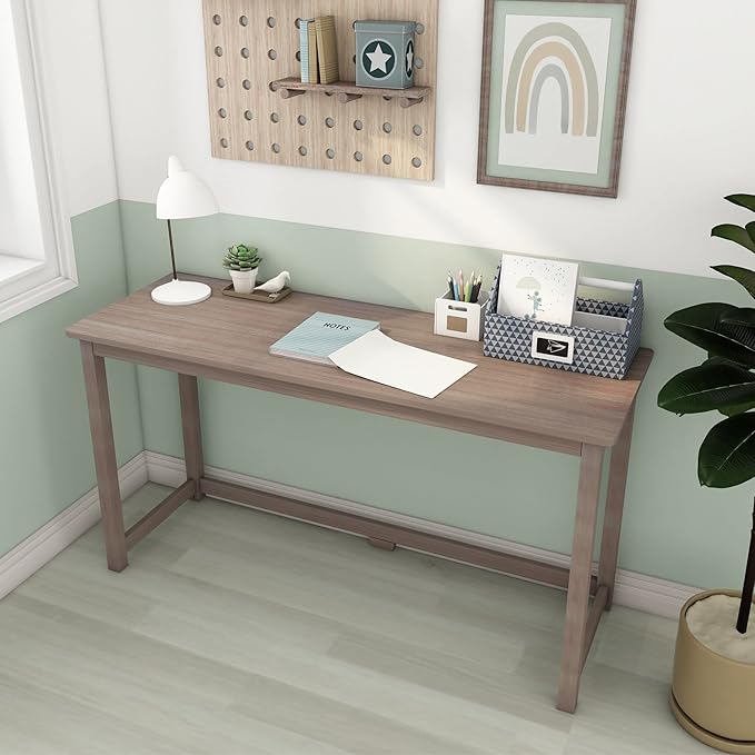 Max &amp Lily Solid Wood Desk 55 Inches Clay
