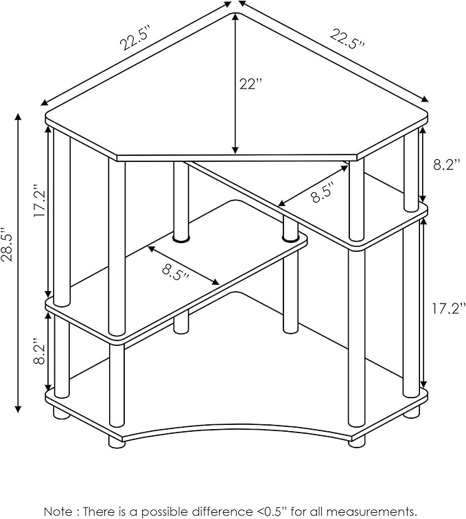 Furinno TURN-N-TUBE Desk Gaming Desk with Shelves Corner Computer Desk with Shelves Office Desk Space Saving For Home Office Bedroom Columbia Walnut