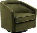 Wovenbyrd 360° Swivel Accent Chair Mid-Century Modern Velvet Upholstered Barrel Chair with Metal Base Comfy Living Room Chair Fully Assembled Sage Green