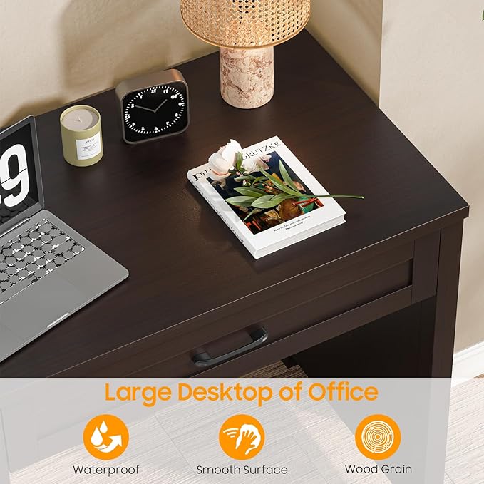 Vabches Farmhouse 47 Executive Desk with File Drawer Wood Computer Desk with 3 Storage Drawers Workstation for Home Office Writing StudyEspresso