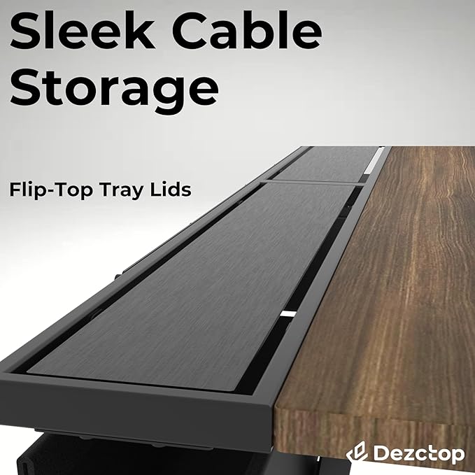 Dezctop Bifrost 120 47W x 28D Gaming PC Computer Desk with Shelves Large Workstation for Gamers or Home Office with Pegboard Built-in Cable Management Stainless Steel Frame (Walnut)