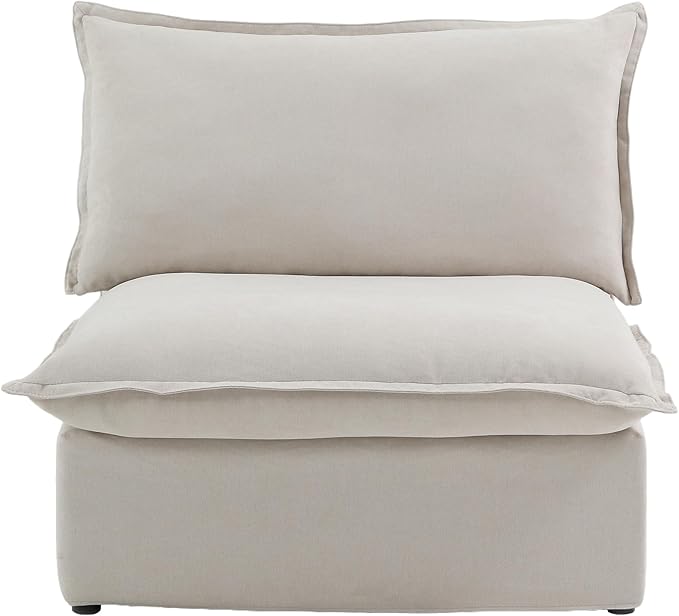 WJShome Modern Down Filled Sigle Middle Seat Cloud Modular Sectional Sofa Minimalist Wide Deep Seat Couches for Living Room Apartment Lounge Bedroom (Beige)