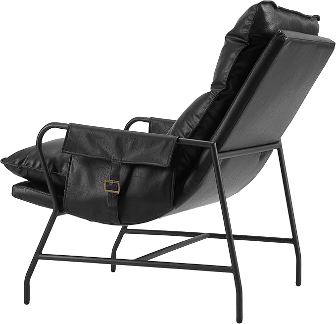 Zuo Halaus Accent Chair Black Black Accent Chair Modern Style Faux Leather Plush and Durable Faux Leather Fabric Plywood Indoor Living 26.6 W x 36.2 D x 37.8 H Non-Stackable