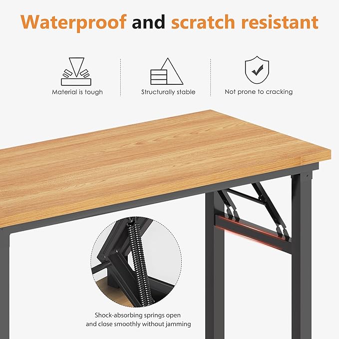 Folding Desk 31.5 inch No Assembly Folding Desks for Small Spaces Sturdy Foldable Computer Desk Multi-Purpose Home Office Desks Study Writing Desk Office Table Workstation for Home Office Outdoor