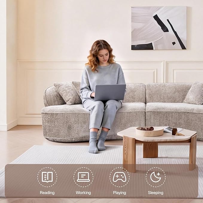 Modular Sectional Sofa Cloud Boneless Couch with Layered Cushion Upholstered Sofa in a Box Flexible Module Combination for Living Room No Assembly (Camel 114”)