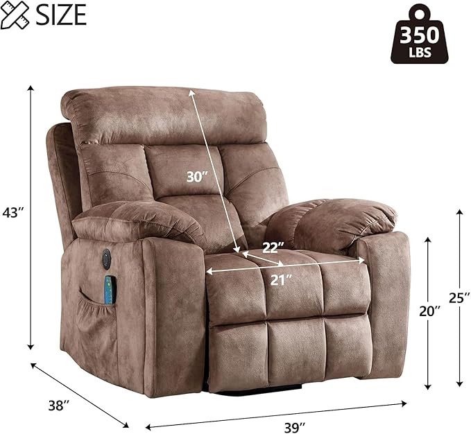 CANMOV Large Power Lift Recliner Chair with Massage and Heat for Elderly Big and Tall People Overstuffed Wide Recliners with 2 Cup Holders Side Pocket and USB Port Camel