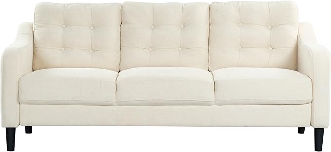 SAFAVIEH Couture Furniture Collection Nathaniel Cream Tufted 3-Seater Sofa