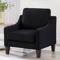 Velvet Upholstered Accent Chair Single Seat Sofa with Wooden Legs Modern Armchairs for Living RoomBedroom and Office Black