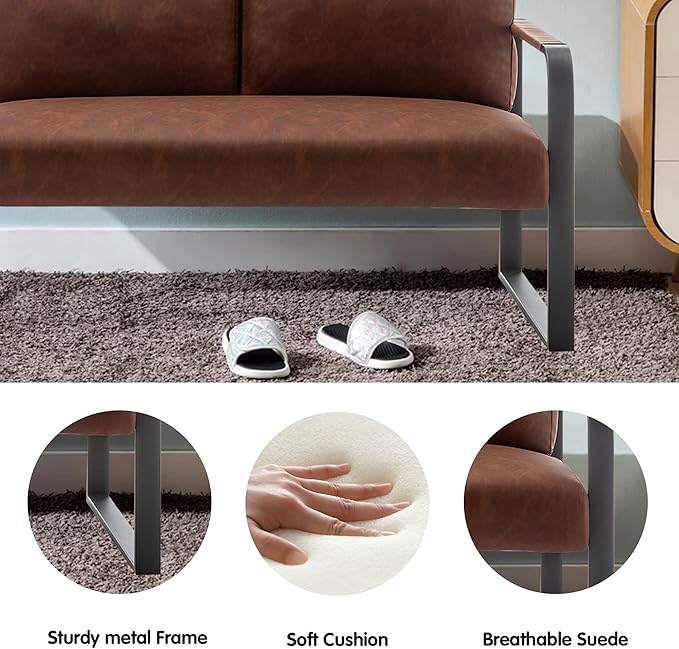 HAOBO Home Loveseat Couch Bench Settee for Living Room Upholstered Small Sofa Couch PU Leather Banquette Lounge Bench for Dining Room Bedroom Funiture