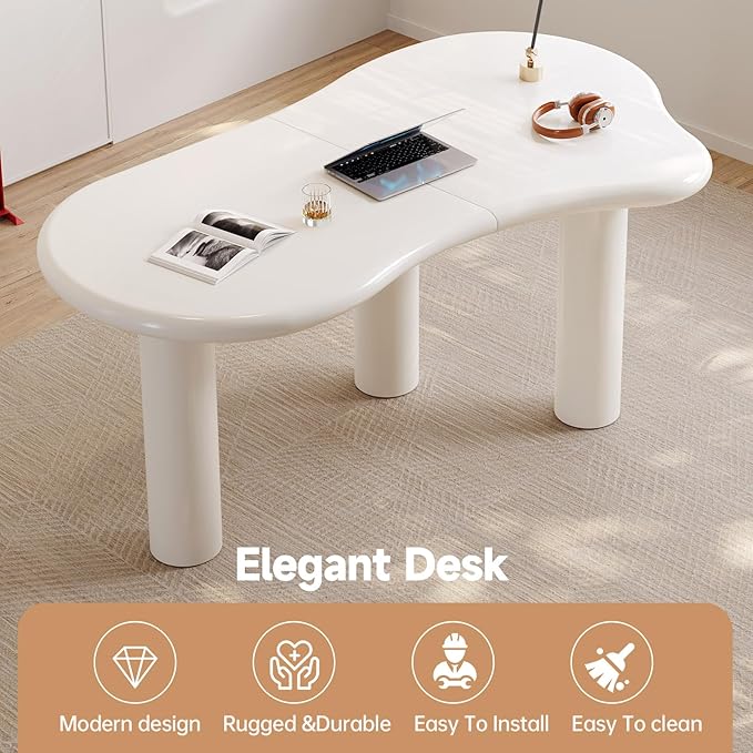 Irregular Home Office Desk Multifunctional Home Office Desk Living Room Coffee Table Modern Irregular Desk with Three Support Legs