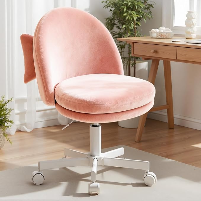 COMHOMA Vanity Chair with Velvet Fabric Small Tall Armless Chair with Back Cute Candy Chair for Girls Gift Living Room/Makeup Room/Bedroom/Kitchen (Height Use: Adjustable from Desk to Bar Height)