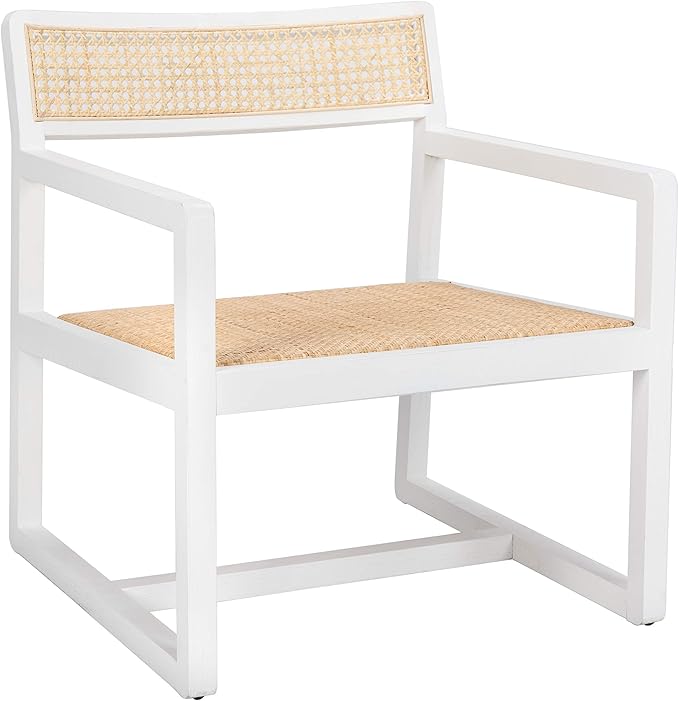 Safavieh Home Lula White and Natural Cane Accent Chair
