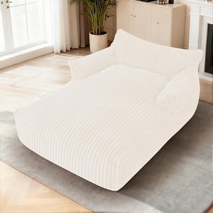 HABUTWAY Comfy Floor Sofa Giant Plush Reading Chair Indoor Cozy Couch with Armrests Oversized Couch Upholstered Boneless Sofa Portable Cloud Couch Accent Chair for Living Room Bedroom (Cream)