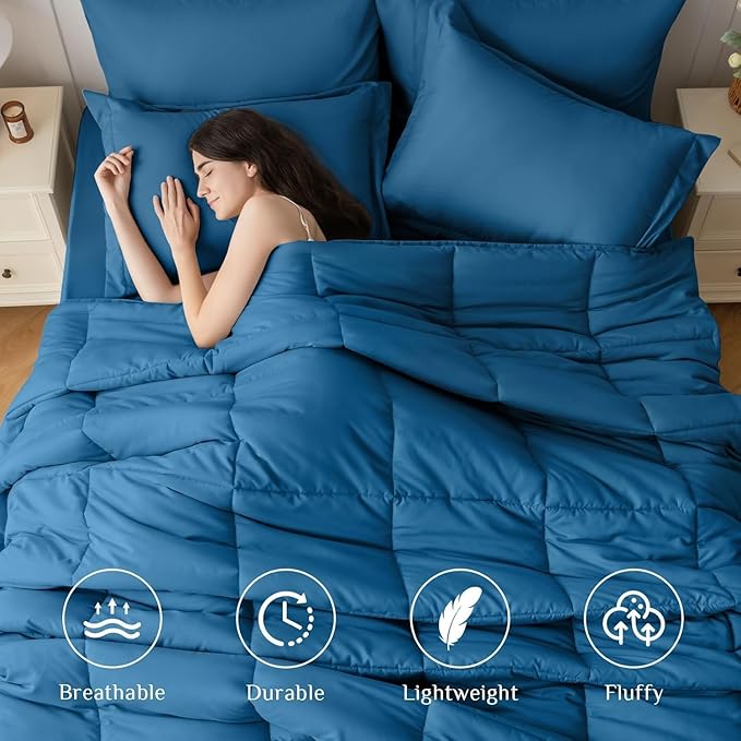 JOLLYVOGUE Twin Comforter Set Ultra-Soft Bed in a Bag Twin Size 5 Pieces Oeko-TEX Certified Bedding Set with Down Alternative Comforter Sheets Pillowcases &amp Shams Teal