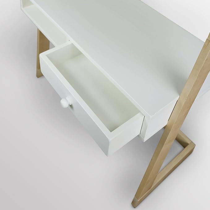American Trails Freestanding Ladder Desk With Drawer Natural Maple/White