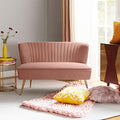 HULALA HOME Velvet Loveseat Sofa with Gold Legs Mid-Century Modern Upholstered Love seat Couch Tufted Small 2-Seat Sofa Armless for Living Room Bedroom Apartment Small Spaces Pink