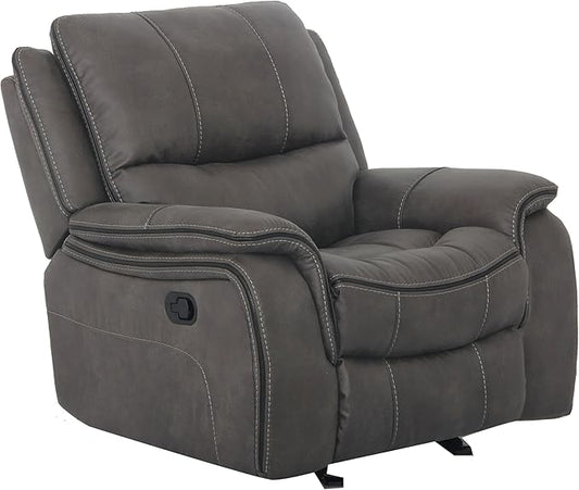 Furniture of America Rock Haven Fabric Upholstered Power Recline Chair with Pillow Top Arms for Living Room Home Office Dark Gray
