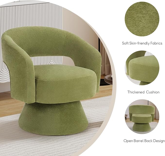 Bonzy Home Swivel Barrel Chair Velvet Accent Armchair 360 Degree Swivel Club Chair for Living Room Bedroom Reception Room 2 Pack Green