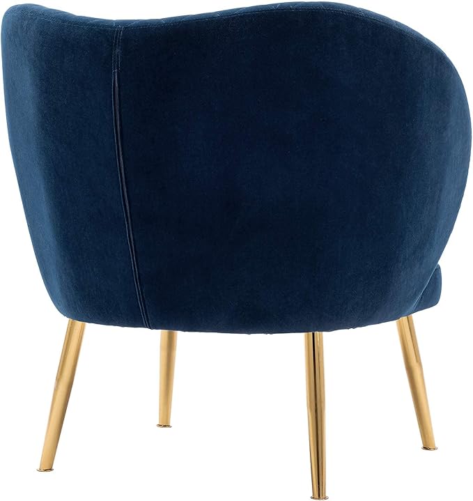DUHOME Velvet Accent Chair with Barrel Backrest Upholstered Armchair Single Sofa for Living Room Bedroom Dining Room Blue