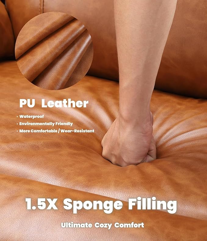 27'' Oversized Recliner Chair - PU Leather Manual Recliner for Adults Exceptional Comfort Lazy Chair with 1.5X Sponge Filling for Living Rooms Bedrooms