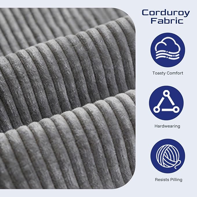 Compression Sofa 75 inch Convertible Floor Sofa Bed 2-in-1 Foldable Frameless Sofa Memory Foam Mattress Corduroy Fabric Pulls Out Couch Suitable for Living Rooms 、Apartments Grey (2 Pillows)