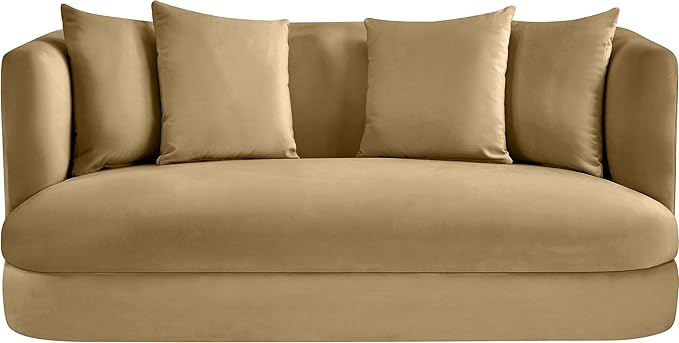 Meridian Furniture 699Camel-L Alder Collection Modern | Contemporary Loveseat with Ultra Luxe Camel 460 GSM Velvet Solid Wood Frame 66 W x 36 D x 30 H Camel