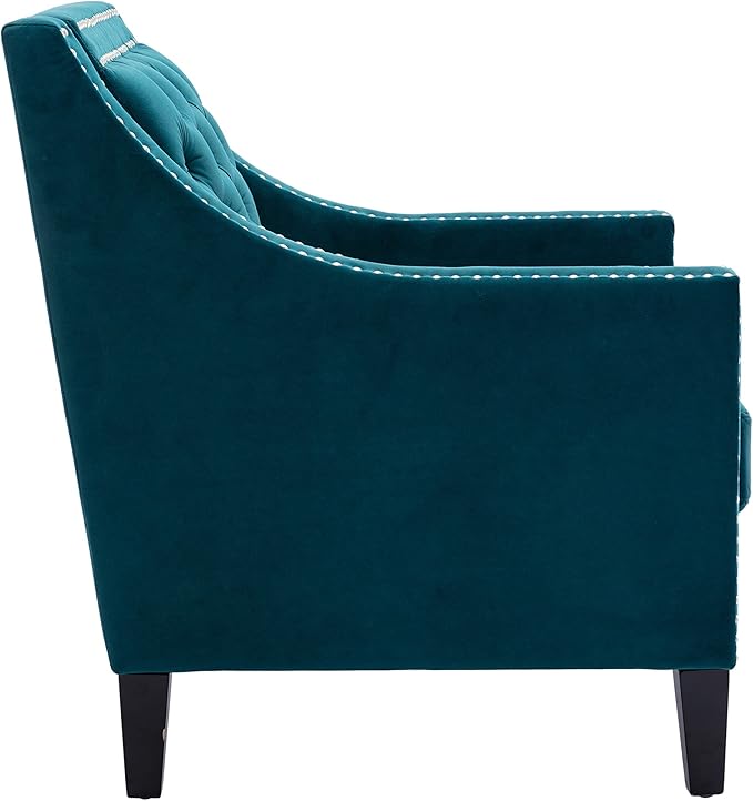 Accent Armchair Living Room Chair with Nailheads and Solid Wood Legs