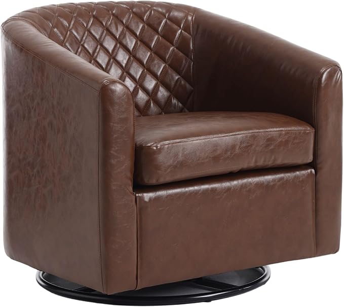 Swivel Rocker Accent ChairModern 360 Degree Swivel Barrel ChairsRound Sherpa Cozy Sofa ChairsGlide Back and Forth Armchair for Living RoomBedroomOfficeBrown