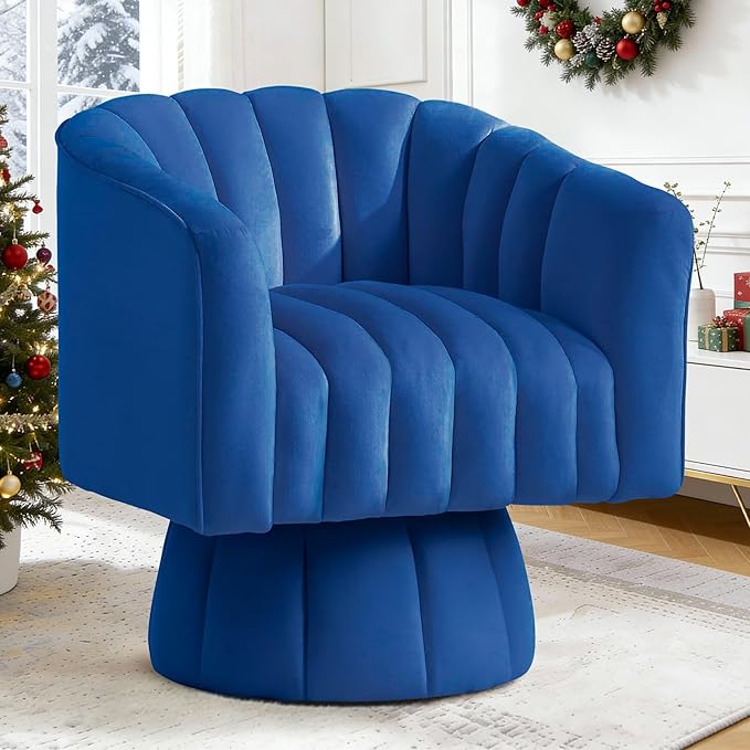 YSICK Swivel Accent Chair360°Swivel Barrel Chairs Mid-Century Chair with Wide Upholstered Modern Velvet Fabric Round Armchair for Living Room Lounge Bedroom