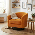 Swivel Accent Chair 360°Swivel Barrel Chair Comfy Upholstered Corduroy Club Armchair for Living Room Reading Room Bedroom (Yellow)