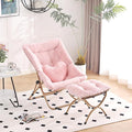 Comfy Saucer Chair with Ottoman Oversized Folding Faux Fur Chair Soft Furry Lounge Lazy Chair with Metal Frame Moon Chair Accent Chair for Bedroom Living Room Dorm Rooms