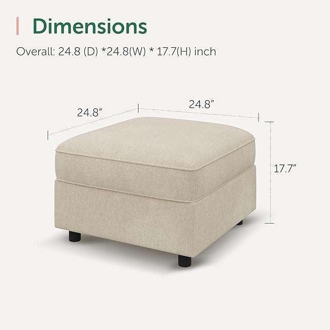HONBAY Ottoman Module for Modular Sectional Sofa Couth Storage Ottoman Ottoman Bench for Living Room - Beige