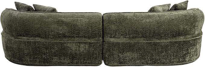 114-Inch Curved Boneless Sofa Couches Compressed 4-Seat Foam Couch for Living Room Bedroom Boneless Modular Cloud Sofa Curved Floor Couch with 4 Pillows No Assembly