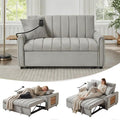 Convertible Velvet Sofa Bed with Pull-Out Bed &amp Side Storage Pockets Modern Sleeper Sofa for Living Room Apartment Small Spaces and Bedroom (Grey-2)