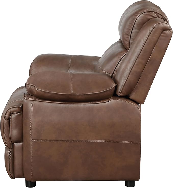Coaster Home Furnishings - Ellington - Faux Leather Upholstered Padded Accent Chair with Black Legs Pillowtop Arms and Pocket Coil Seating - Living Room Chair - Dark Brown - 508283