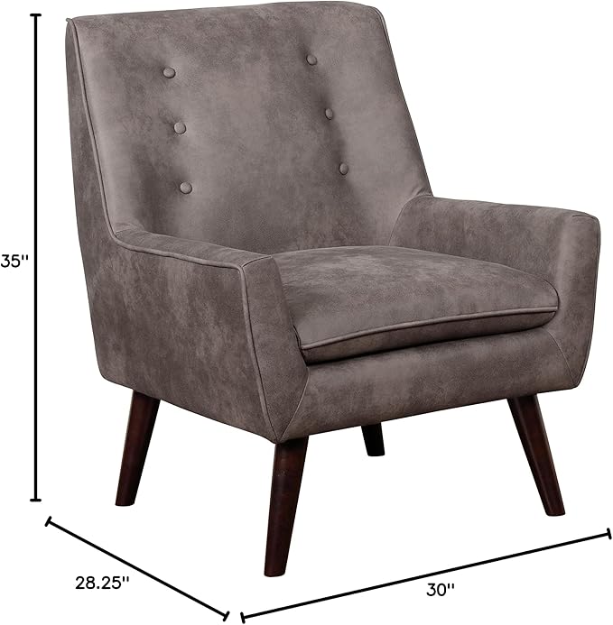 HOMES: Inside + Out Sayburke Mid-Century Modern Tufted Fabric Upholstered Accent Chair with Removable Cushion for Living Room Bedroom Dark Brown