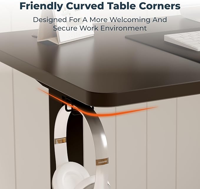 Adjustable Stand Up Desk with Memory Preset Standing Desks 55 x 24 Inch Electric Home Office Desk Computer Workstation Splice Black Top + Black Frame