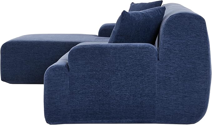 2 Piece Large L-Shape Modular Sectional Sofa with Two Pillowsfor Living Room Office Apartment Bedroom Salon (Blue@Chenille)