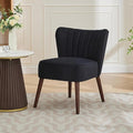 Modern Soft Accent Chair for Living Room - Armless Mid-Century Lounge Seating - Plain Wood Legs 300lb Capacity Comfortable Upholstery - Stylish Furniture for Bedroom Office or Vanity Black