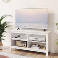 43 Inches TV StandMid Century Modern Entertainment Center with 4 Open Shelves Farmhouse TV Media Console Table for Living RoomBedroomTelevision Stand up to 50 Inches(White)