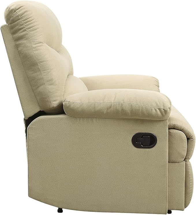 Beige Microfiber Recliner Chair with Pillow Top Armrests - Comfortable &amp Stylish Relaxing Chair for Living Room