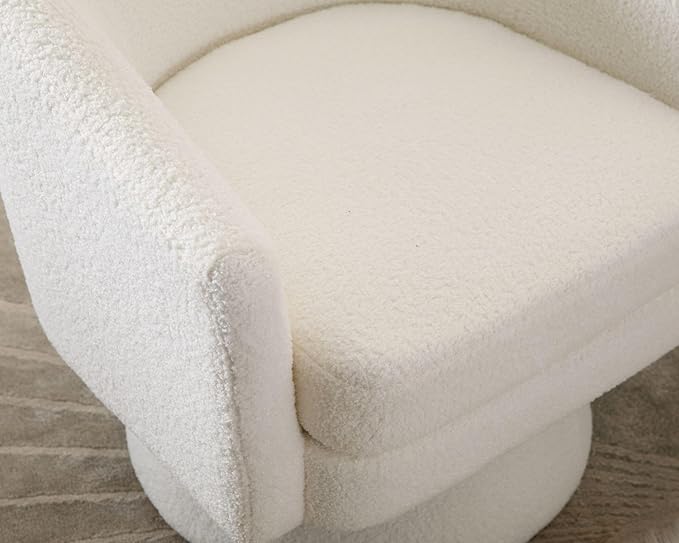 HNY Modern Swivel Accent Chairs Set of 1 White Boucle Upholstered Barrel Chairs Cozy Vanity Arm Chairs with Back Comfy Sherpa Round Lounge Reading Armchair Club Side Chairs for Living Room Bedroom